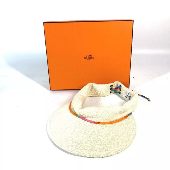 HERMES pile hat Sun visor cotton IvoryBased/Multicolore - Picture 1 of 11